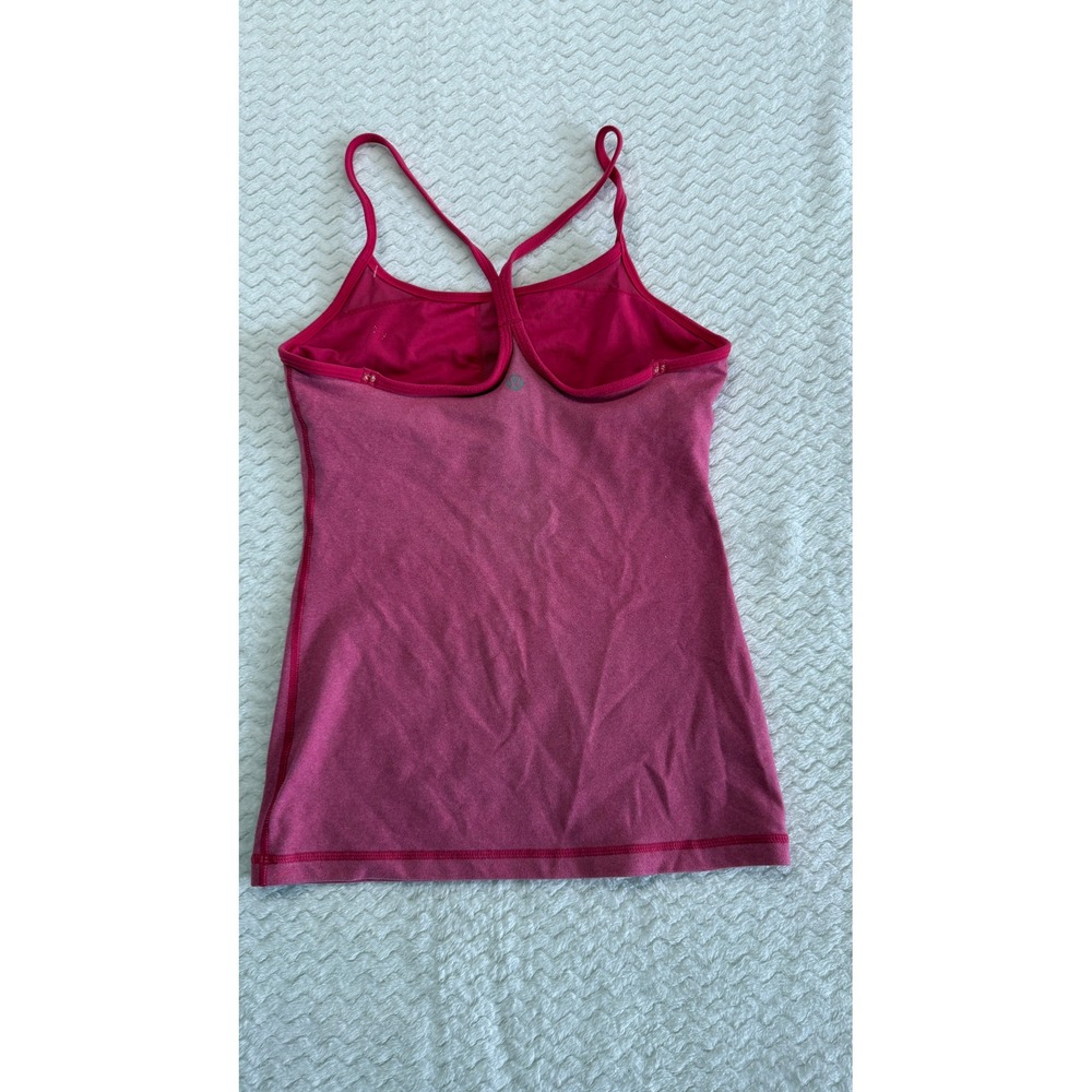 Lululemon Power Y Tank Top Pink Heathered Racerback Shelf Bra Size 4